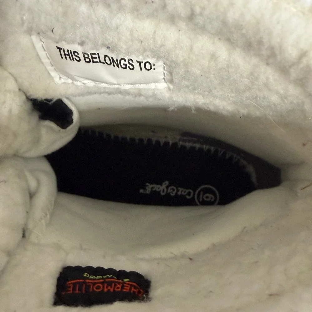 Cat & Jack Kids Black Snow Boots Faux Fur Lined Thermolite Insulated Size 6